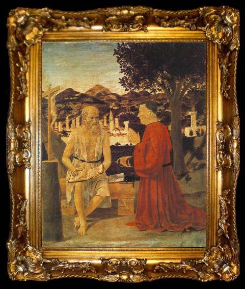 framed  Piero della Francesca Saint Jerome and a Donor, ta009-2